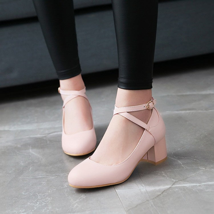 Woman Ankle Strap Pumps High Heeled Shoes