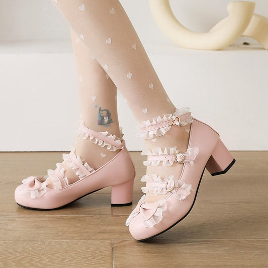 Woman Lace Mary Jane Pumps High Heels