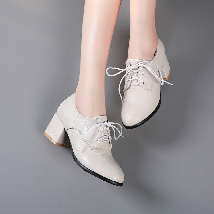 Women Lace Up High Heel Shoes
