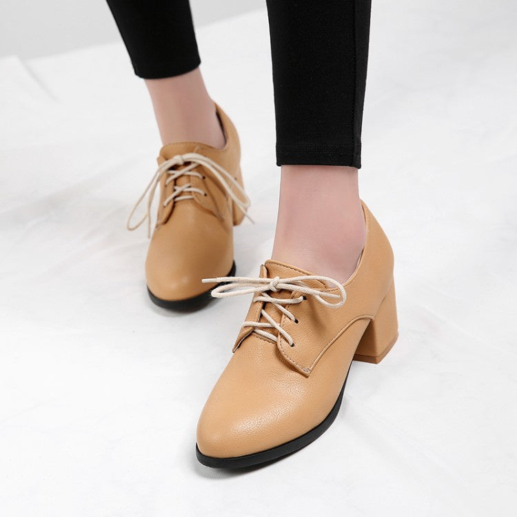 Woman Lace Up High Heel Shoes