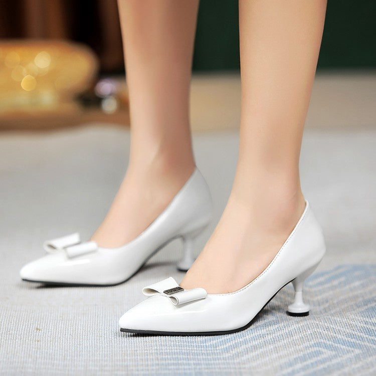 Woman Pointed Toe Bow High Heel Pumps