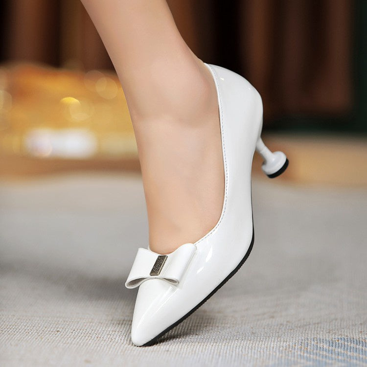 Woman Pointed Toe Bow High Heel Pumps