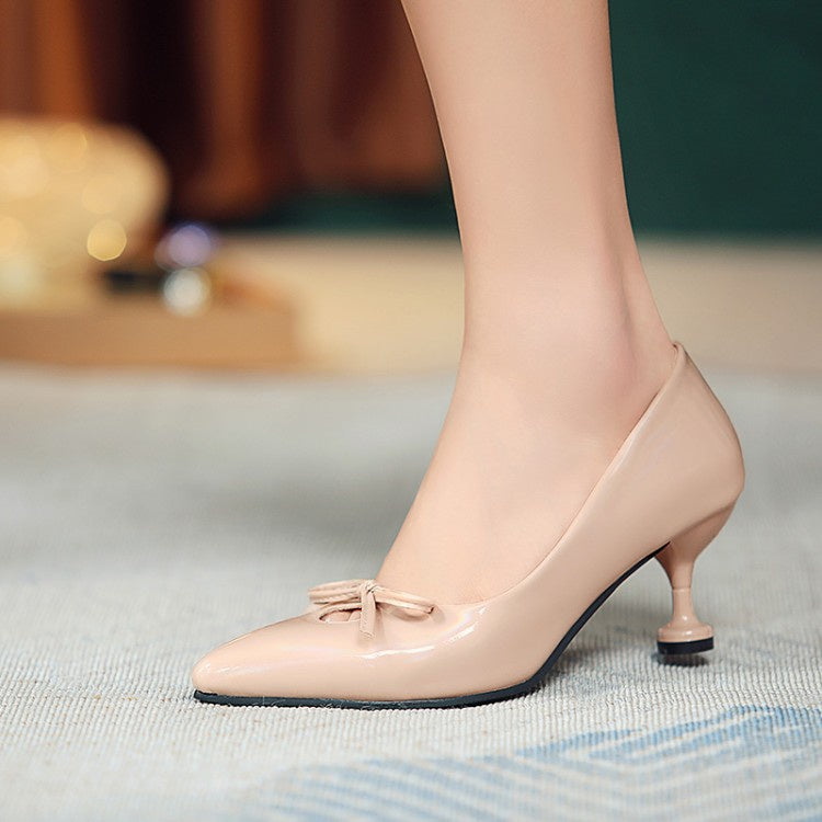 Woman Pointed Toe Knot High Heel Pumps