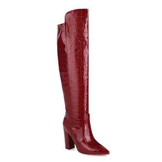 Woman Pointed Toe High Heel Over the Knee Boots
