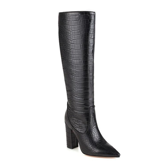 Woman Pointed Toe High Heel Knee High Boots