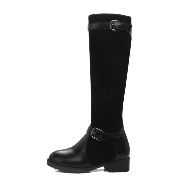 Woman Low Heeled Buckle Riding Boots