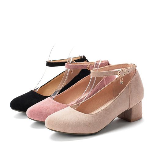 Women Ankle Strap Pumps Chunky Heels Shoes