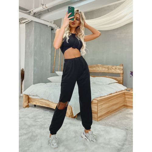 Ins Fashion Loose Lace Straight Ankle-tied Women Casual Pants