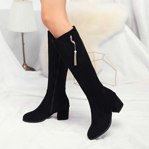 Women Zip Tassel High Heels Knee High Boots