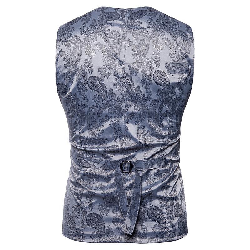 Men's Hollow Out Fashion Color Block Gentleman Suit Casual Printing Vest Blazer Vest
