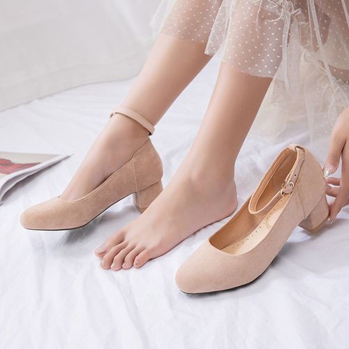 Women Ankle Strap Pumps Chunky Heels Shoes