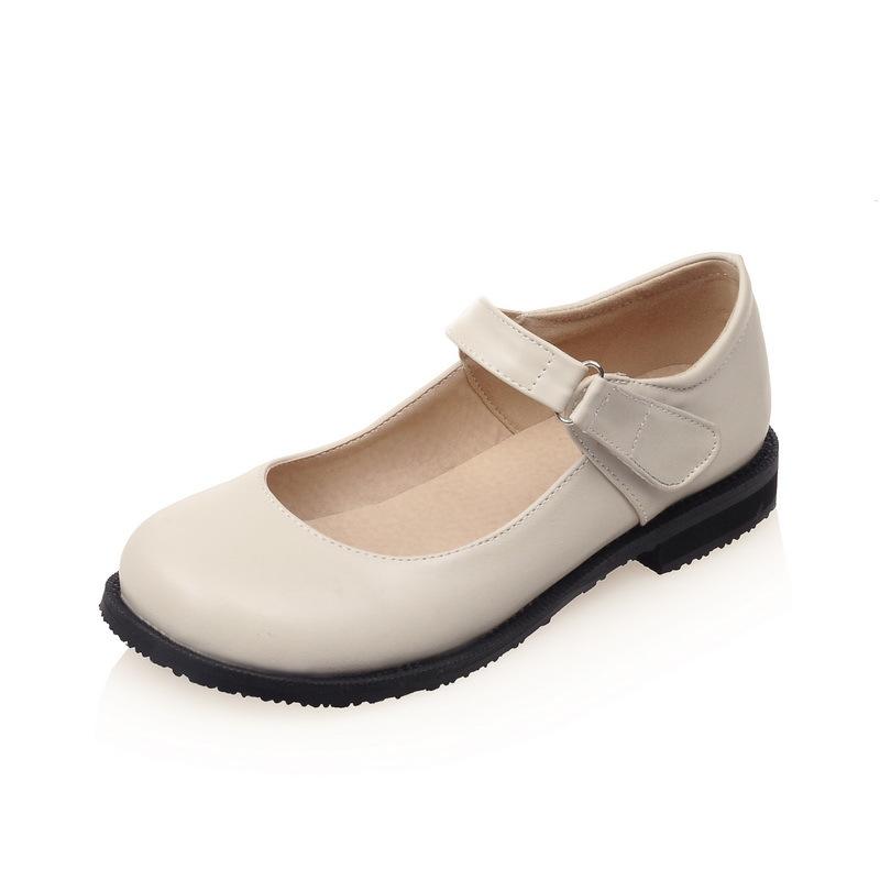 Girls Retro Round Head Middle School Flat Shoes