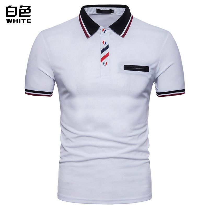 Men's Button Color Block Short Sleeves T-shirt