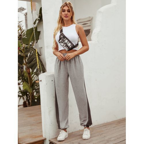 High Waist Elasticity Casual Sports Ankle-tied Long Women Casual Pants