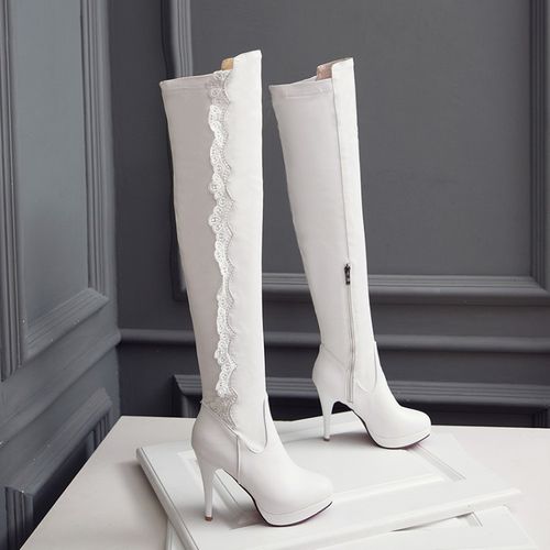 Women Lace High Heels Over the Knee Boots