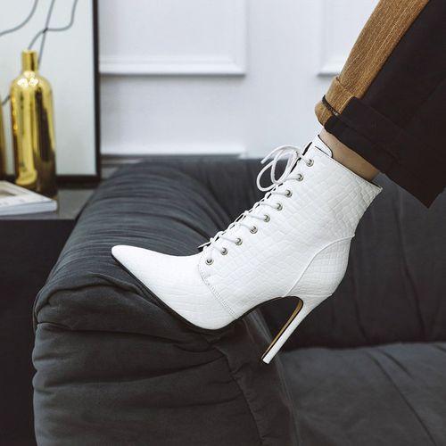 Woman Stone-print Stiletto High Heel Short Boots