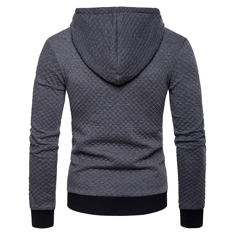 Men's Hooded Grid Cotton-Padded Sweater Blazer Hoodies