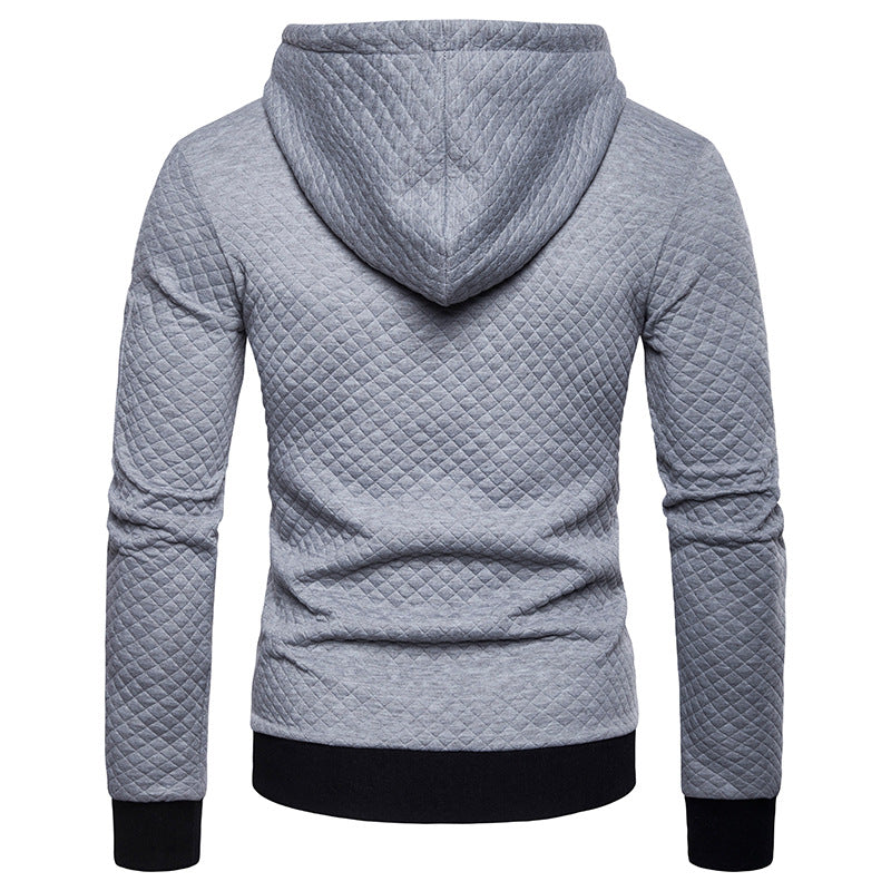Men's Hooded Grid Cotton-Padded Sweater Blazer Hoodies