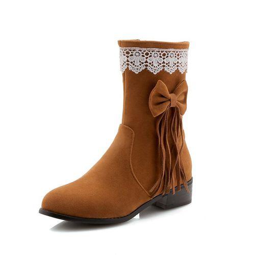 Woman Bowtie Tassel Short Boots