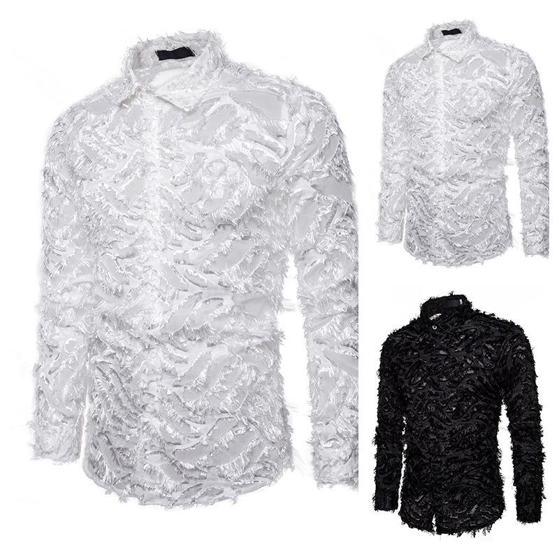 Men's Manual Solid Feather Specialty Turndown Long Sleeves Shirts