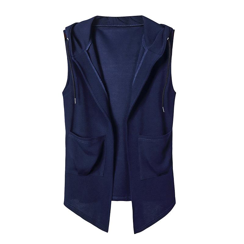 Men's Casual Hooded Vest Lightweight Sleeveless Hooded Blazer Workout Vest