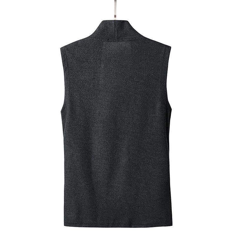 Men's Turndown Solid Color Split Joint Long Sleeves Knitting Vest