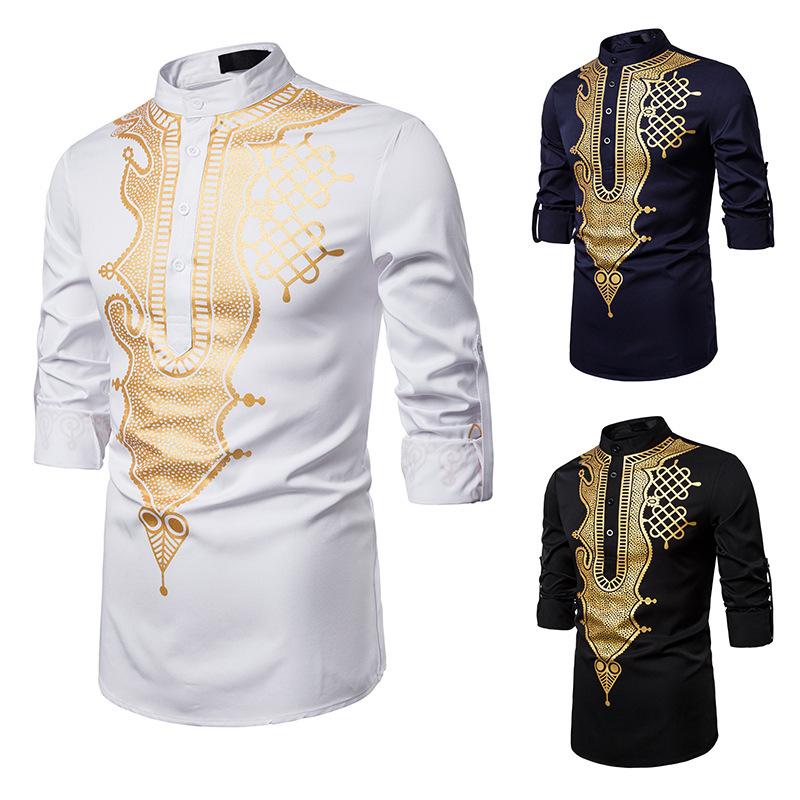 Men's Casual Fashion Printing Printing Totem Long African Style Shirts