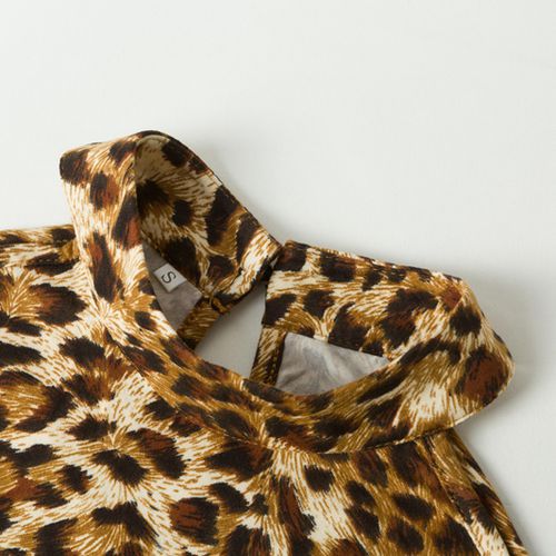 Spring Fall Leopard Print Lantern Sleeve Short Halter Off-shoulder Sexy Trend Tops Women Blouses