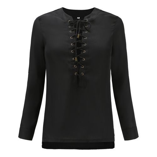 Bands Sexy Solid Color Chiffon Shirt Women Blouses