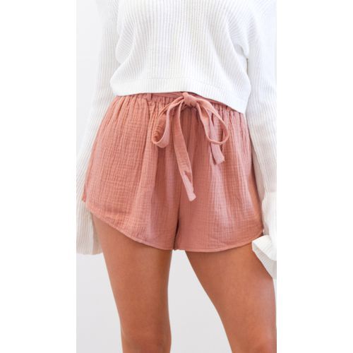 Elasticity Belt Loose Casual Solid Color Wide-leg Women Shorts