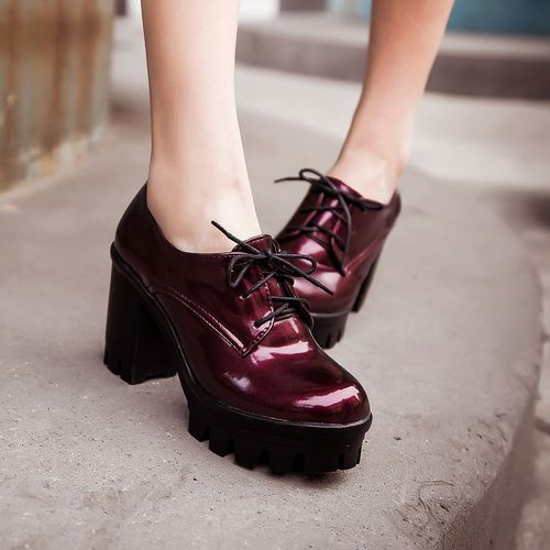 Women Lace Up High Heels Shoes