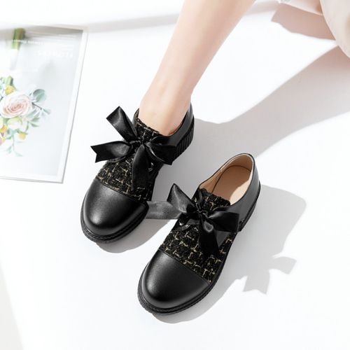 Women Lace Up Knot Chunky Heels Shoes