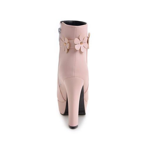 Women Flower High Heels Short Boots