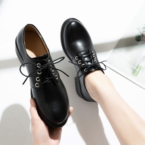Women Lace Up Chunky Heels Shoes