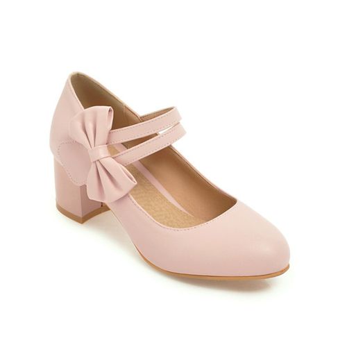 Women Mary Jane Bowtie Pumps High Heeled Shoes